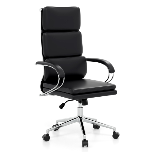 Gymax Ergonomic Leather Office Chair Executive Chair w/ Adjustable Lumbar Support