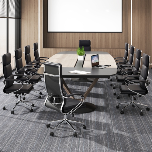 Gymax Ergonomic Leather Office Chair Executive Chair w/ Adjustable Lumbar Support