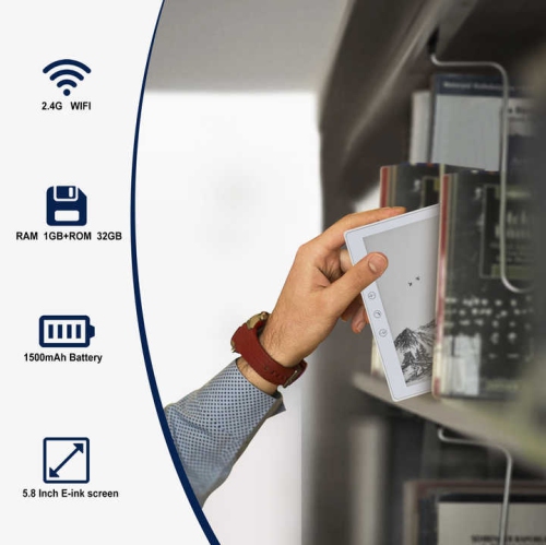 Livre électronique WI-FI 6 pouces Écran quadruple coeur HD Lecteur électronique 32&nbsp;Go Support téléchargement APPLICATION, écran tactile HD blanc