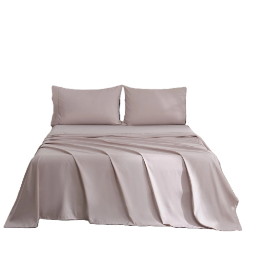 Ensemble de draps océan fin pour lit simple, contexture de 300 fils, douce, respirante et écologique Beige