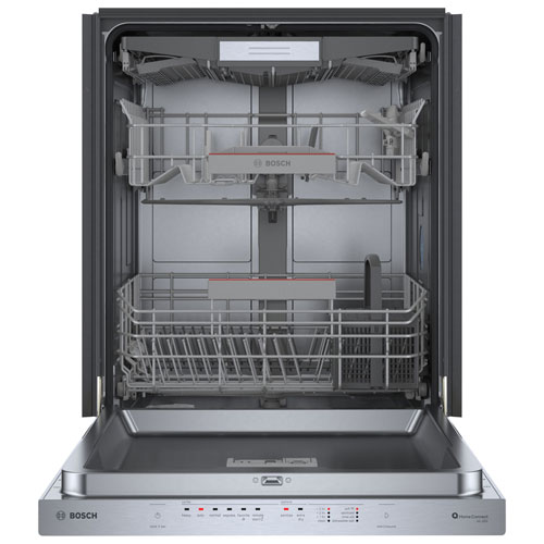Lave-vaisselle encastrable 24 po 44 dB avec cuve en acier inoxydable et troisième panier série 500 de Bosch - Inox