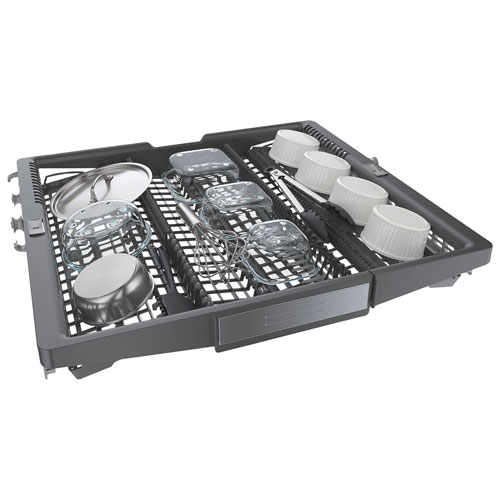 Lave-vaisselle encastrable 24 po 44 dB avec cuve en acier inoxydable et troisième panier série 500 de Bosch - Inox