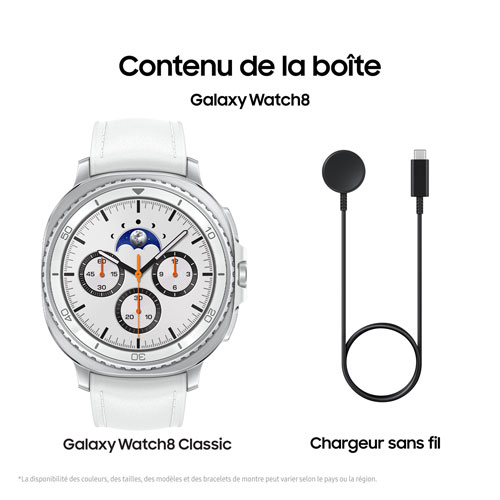 Montre intelligente LTE de 46 mm Galaxy Watch8 Classic de Samsung - Blanc