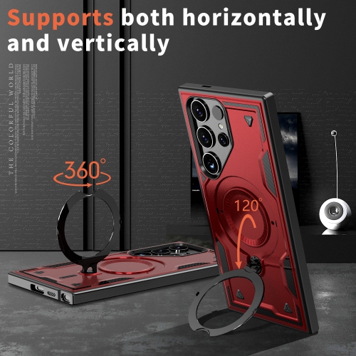 XCRS Defender Case Magsafe Cover, Magnetic Metal Kickstand Ring Holder Shockproof Case for Samsung Galaxy S25 Ultra