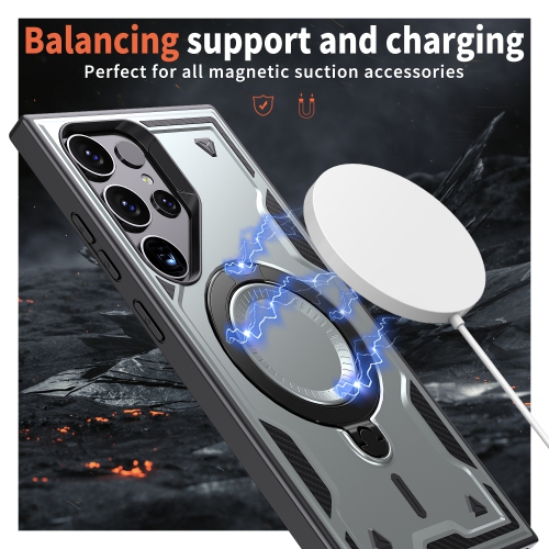 XCRS Defender Case Magsafe Cover, Magnetic Metal Kickstand Ring Holder Shockproof Case for Samsung Galaxy S25 Ultra