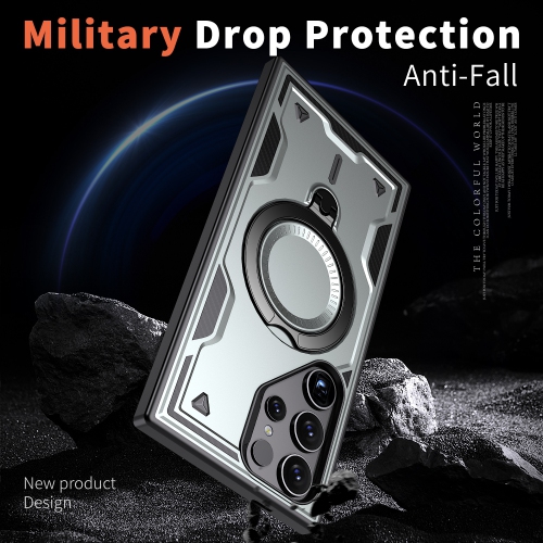 XCRS Defender Case Magsafe Cover, Magnetic Metal Kickstand Ring Holder Shockproof Case for Samsung Galaxy S25 Ultra