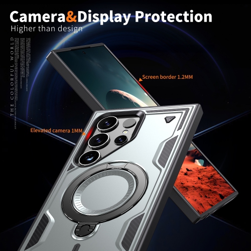 XCRS Defender Case Magsafe Cover, Magnetic Metal Kickstand Ring Holder Shockproof Case for Samsung Galaxy S25 Ultra