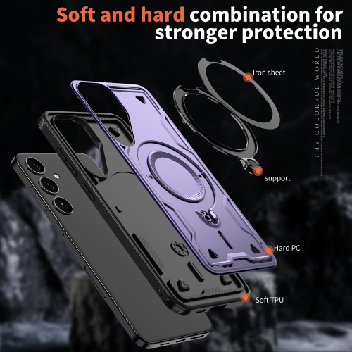 XCRS Defender Case Magsafe Cover, Magnetic Metal Kickstand Holder Shockproof Case for Samsung Galaxy S25 / S24 (2024)