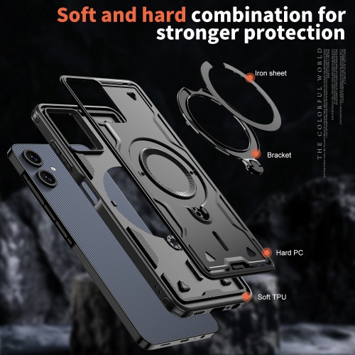 XCRS Defender Case Magsafe Cover, Magnetic Metal Kickstand Ring Holder Shockproof Case for Samsung Galaxy A06