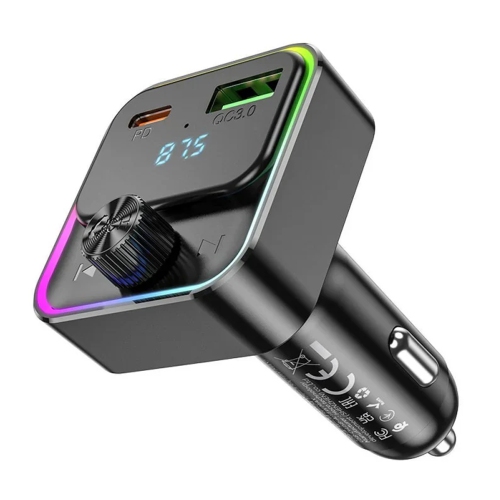 30W PD USB-C & 18W QC3.0 USB-A Dual Ports Fast Charging Car Charger Adapter Bluetooth Music FM Radio Transmitter