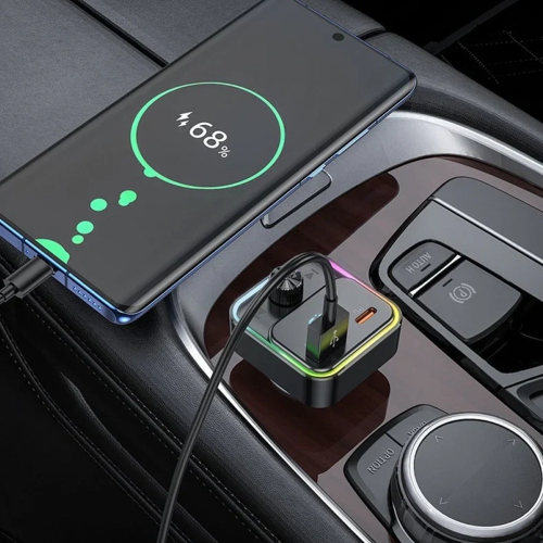 30W PD USB-C & 18W QC3.0 USB-A Dual Ports Fast Charging Car Charger Adapter Bluetooth Music FM Radio Transmitter