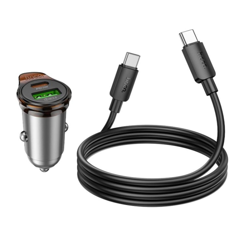 25W PD USB-C & 18W QC3.0 USB-A Dual Ports Fast Charging Car Charger Adapter & USB-C Cable