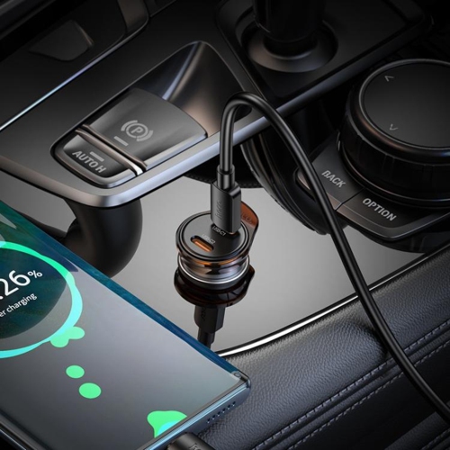 45W PD Dual USB-C Ports Fast Charging Car Charger Adapter Bluetooth Music FM Radio Transmitter & USB-C Cable