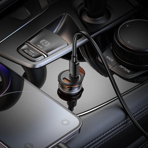 45W PD Dual USB-C Ports Fast Charging Car Charger Adapter Bluetooth Music FM Radio Transmitter & Lightning Cable