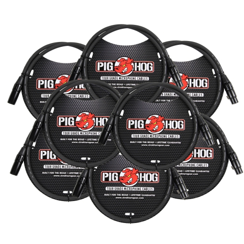 PIG HOG  8MM Xlr Microphone Cable Male to Female 3 Ft Fully Balanced - 8 Pack