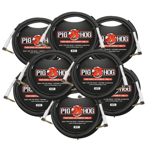 PIG HOG  Tour Grade 6Ft Instrument Cable 1/4" to 1/4" Right Angle Connectors - 8X
