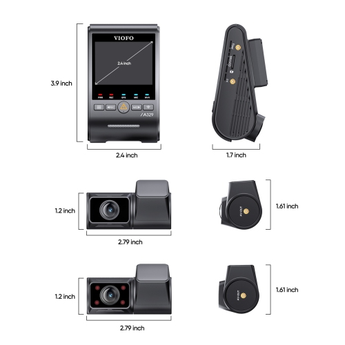 VIOFO A329S 3CH 4K UHD Front and 2K QHD Inside/Rear Dash Cam with Wi-Fi 6, Sony STARVIS 2, SSD Compatible