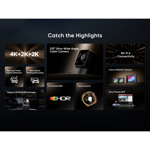 VIOFO A329S 3CH 4K UHD Front and 2K QHD Inside/Rear Dash Cam with Wi-Fi 6, Sony STARVIS 2, SSD Compatible