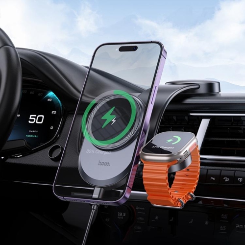 2 in 1 15W Magnetic MagSafe Fast Charging Wireless Charger Dashboard Mount Car Cell Phone Holder for iPhone Apple Watch