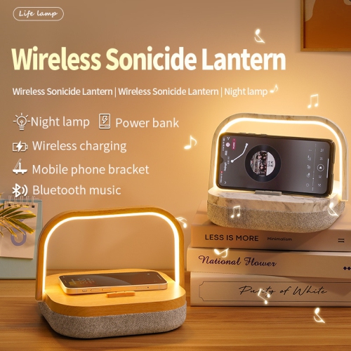 Bedside Table LED Night Light with Wireless Charger and Bluetooth Speaker, Great Birthday Gifts for Girlfriend, Women