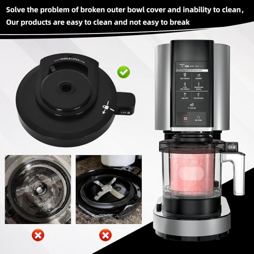 Outer Bowl Lid for Ninja Creami NC301 Ice Cream Maker, Replacement Lid Accessory Compatible with NC299AMZ/NC301/NC300 Series