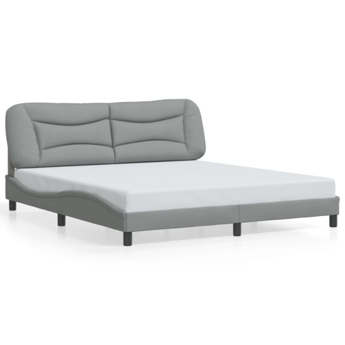 vidaXL Bed Frame with LED without Mattress "Hvar" Light Grey 183x213 cm Fabric