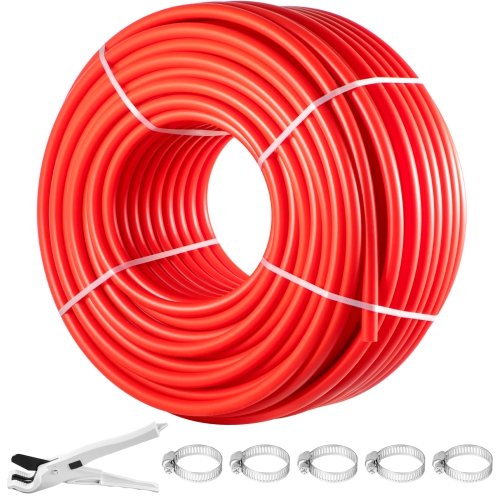 VEVOR 1 Inch x 500 FT PEX Pipe, PEX Tubing, Non Oxygen Barrier Red PEX-B Pipe, Flexible PEX Water Line for RV Sewer Hose, Plumbing, Radiant Heating