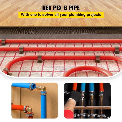 VEVOR 1 Inch x 500 FT PEX Pipe, PEX Tubing, Non Oxygen Barrier Red PEX-B Pipe, Flexible PEX Water Line for RV Sewer Hose, Plumbing, Radiant Heating