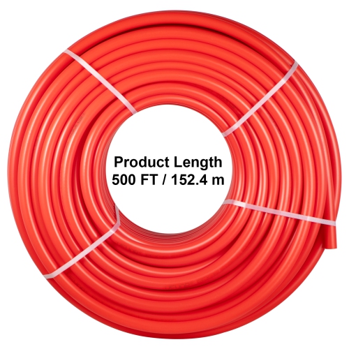 VEVOR 1 Inch x 500 FT PEX Pipe, PEX Tubing, Non Oxygen Barrier Red PEX-B Pipe, Flexible PEX Water Line for RV Sewer Hose, Plumbing, Radiant Heating