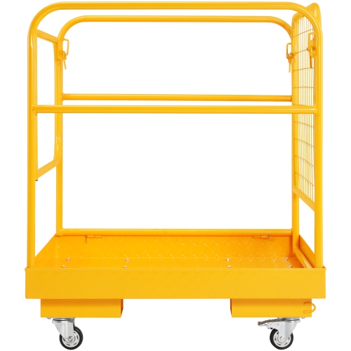 VEVOR 1200 lbs Load Capacity Forklift Safety Cage, 36 x 36 inches Folding Forklift Work Platform with Lockable Swivel Wheels, Drain Hole & Device