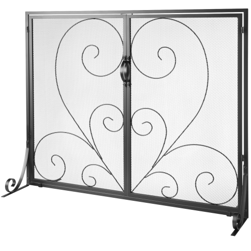 VEVOR 1 Panel Fireplace Screen with Door, Sturdy Iron Mesh Fireplace Screen, 39"(L) x31.6"(H) Spark Guard Cover, Simple Installation, Free Standing