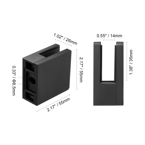 VEVOR 40 PCS Glass Clamp, Square Glass Railing Bracket for 0.31 "-0.47 " Tempered Glass, 304 Stainless Steel Glass Mounting Clamp, Glass Shelf