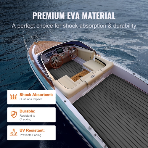 VEVOR 94.5" x 17.7" Boat Flooring, EVA Foam Boat Decking, Non-Slip Self-Adhesive Flooring, 11.6 sq.ft Marine Carpet for Boats, Yacht, Pontoon, Kayak