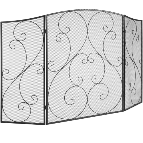VEVOR  3 Panel Fireplace Screen, Sturdy Iron Mesh Fireplace Screen, 48"(L) X30.2"(H) Spark Guard Cover, No Assembly Required, Free Standing Fireplace
