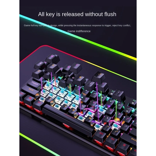 K200 Mechanical Gaming Keyboard and Mouse Set, Wired Computer Peripheral, Esports, Green Axis, Desktop, Red Tea Axis