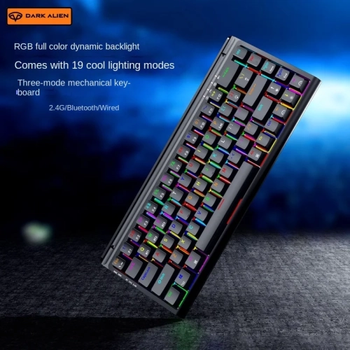 68-Key Wireless Bluetooth Mechanical Keyboard, RGB, Three Switchable Modes, 2.4G Wired, Black Tea Shaft, Computer and Office Games