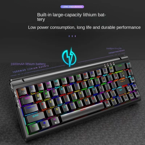 68-Key Wireless Bluetooth Mechanical Keyboard, RGB, Three Switchable Modes, 2.4G Wired, Black Tea Shaft, Computer and Office Games