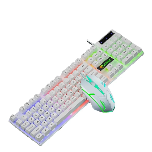 Ensemble clavier et souris avec fil, clavier et souris mécaniques lumineux Crack D320 pour ordinateur, clavier et souris de jeu, vente en gros