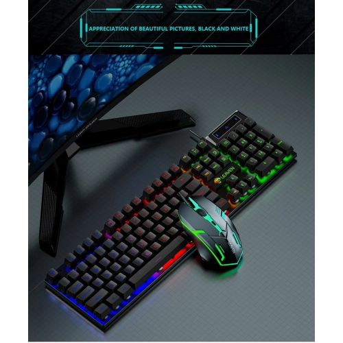 Ensemble clavier et souris avec fil, clavier et souris mécaniques lumineux Crack D320 pour ordinateur, clavier et souris de jeu, vente en gros