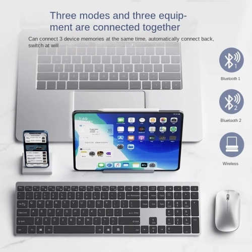 Ensemble clavier et souris sans fil Bluetooth pour portable et bureau, clavier et souris silencieux