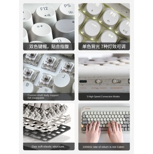 Lofree Terrazzo Mechanical Keyboard for Girls, Bluetooth Wireless Keyboard, Three-Mode Hot-Swappable, Office Computer, 84 Keys