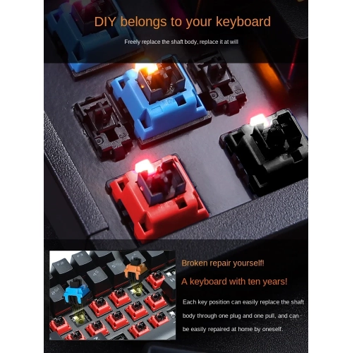 Daryou EK826 Mechanical Keyboard, Infrared Axis, Black, Blue, Red, Electronic Sports Machine, Optical Axis, Hot Plug