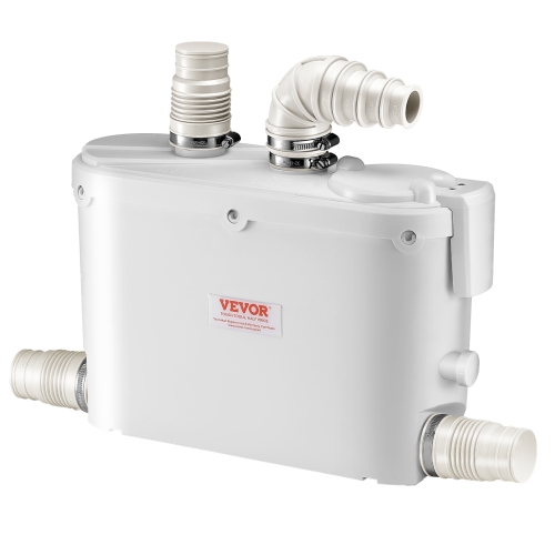 VEVOR 500W Macerator Pump, 29 GPM Flow, 26 ft/8 m Head, Macerator Sewerage Toilet Pump with 4 Water Inlets, Waste Water Disposal Upflush Machine for