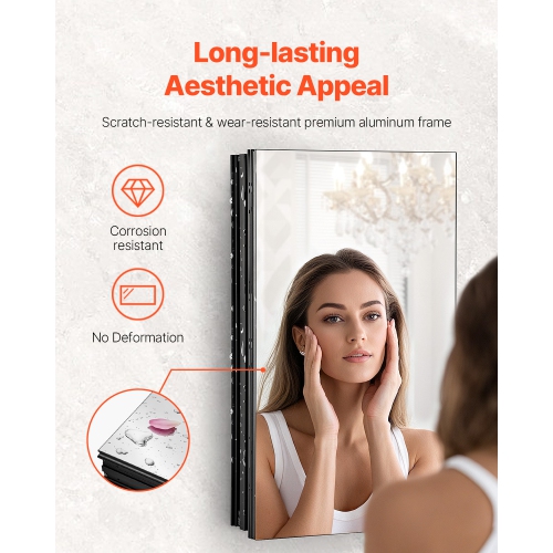 14 armoires à pharmacie VEVOR 24&nbsp;pouces, armoire à pharmacie avec miroir, armoire murale de salle de bain à cadre en aluminium, tablettes