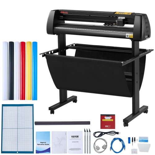 VEVOR 34Inch Vinyl Cutter, Bundle, Vinyl Cutter Machine, Manual Vinyl Printer, LCD Display Plotter Cutter Sign Cutting with Signmaster Software for