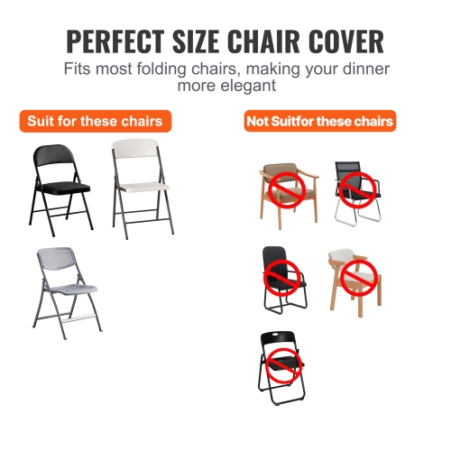 VEVOR Stretch Spandex Folding Chair Covers, Universal Fitted Chair Cover, Removable Washable Protective Slipcovers, for Wedding, Holiday, Banquet,