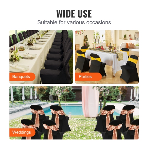 VEVOR Stretch Spandex Folding Chair Covers, Universal Fitted Chair Cover, Removable Washable Protective Slipcovers, for Wedding, Holiday, Banquet,