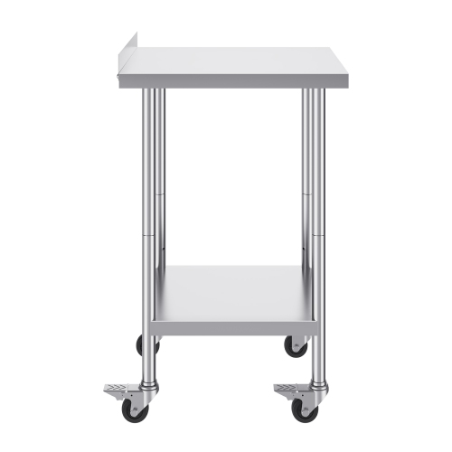 VEVOR 24 x 24 x 40 Inch Stainless Steel Work Table, Commercial Food Prep Worktable with Casters, Heavy Duty Prep Worktable, Metal Work Table with