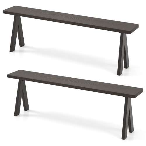 Gymax 3-Person Outdoor Bench Set of 2 w/ 800 LBS Bearing Capacity for Garden