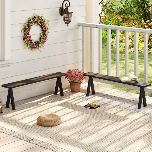 Gymax 3-Person Outdoor Bench Set of 2 w/ 800 LBS Bearing Capacity for Garden